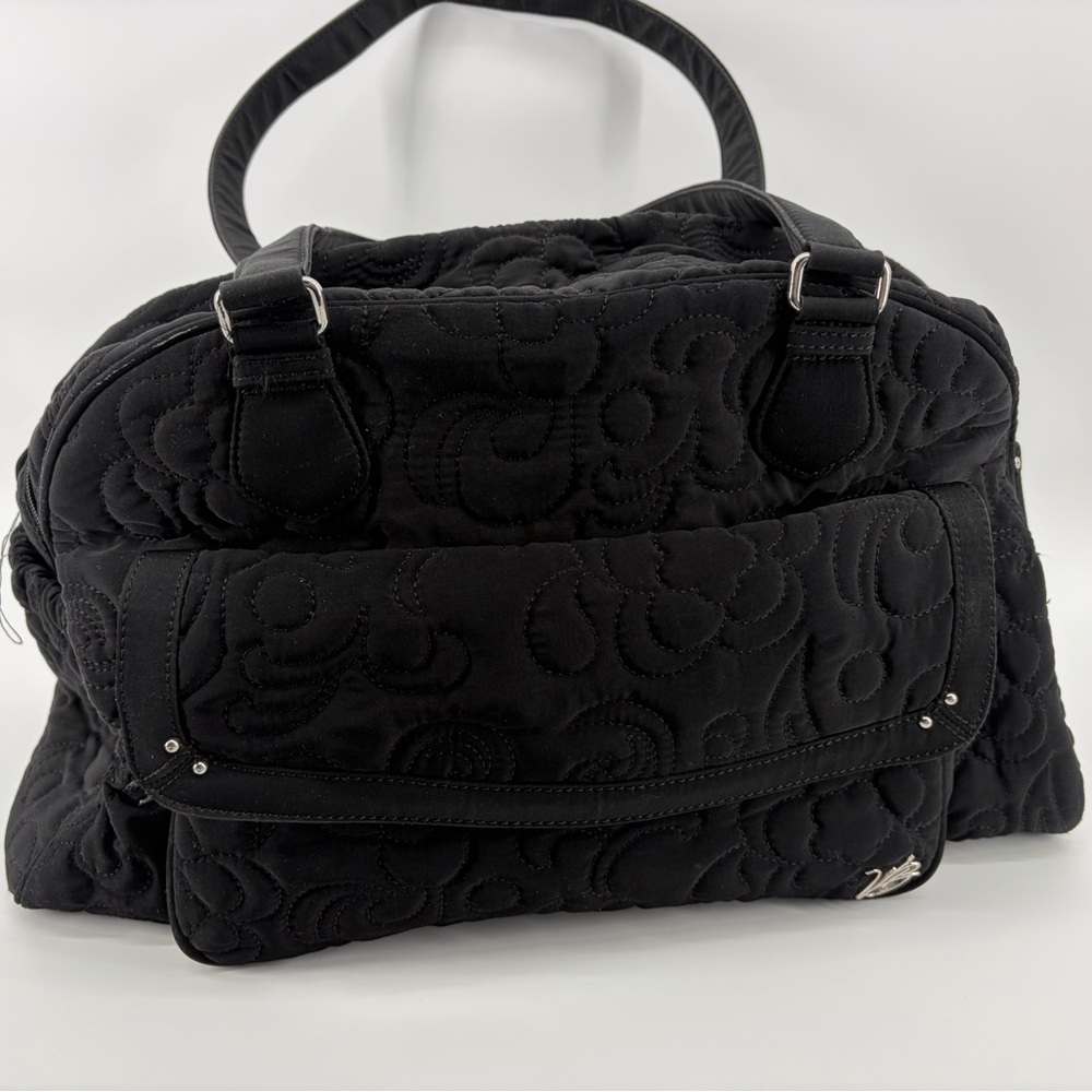 Vera Bradley Classic Black Microfiber Bowler‎ Shoulder Diaper Bag Quilted